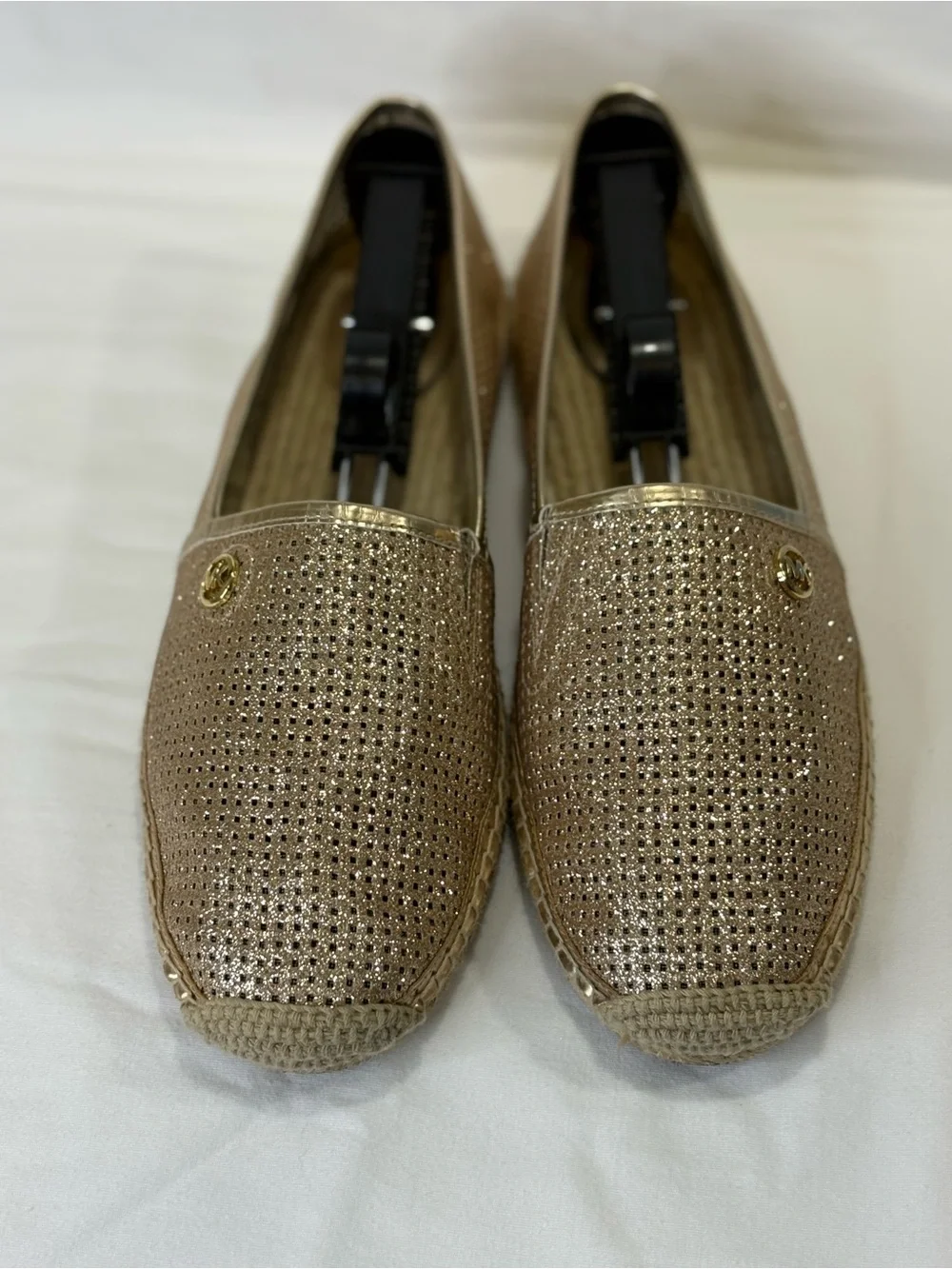 MICHAEL Michael Kors Champagne Gold Metallic Espadrille Flats SZ 9.5M $140